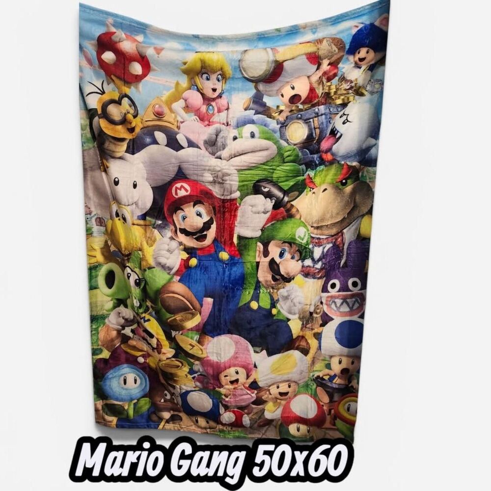 🍄 Super Mario Bros Fleece Blanket (50x60) - Brand New